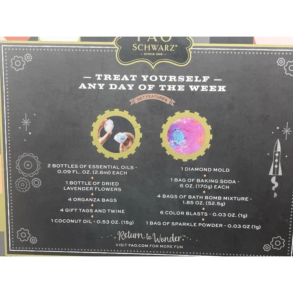 FAO Schwarz 25 Piece Calm Creations DIY Spa-Ready Bath Bomb Set for Kids New NIB
